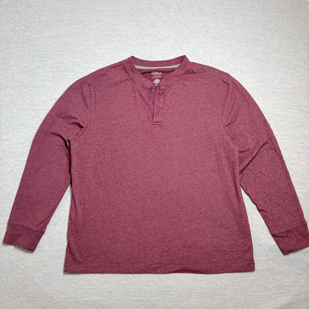 St. John's Bay Mens Henley XL Maroon Long Sleeve Legacy Cotton Blend Casual